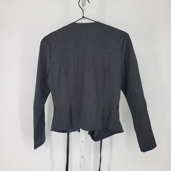 Lafayette 148 Womens Sz 0P Petite Wrap Style Blazer Jacket Charcoal Gray Wool - Picture 4 of 5